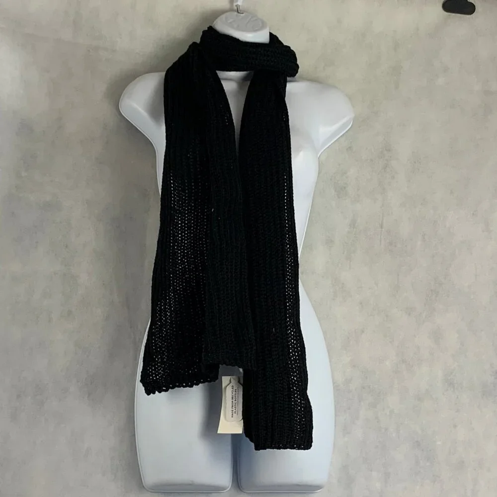 Style & Co. Women's Ribbed Muffler Scarf, Black, One Size Fits Most